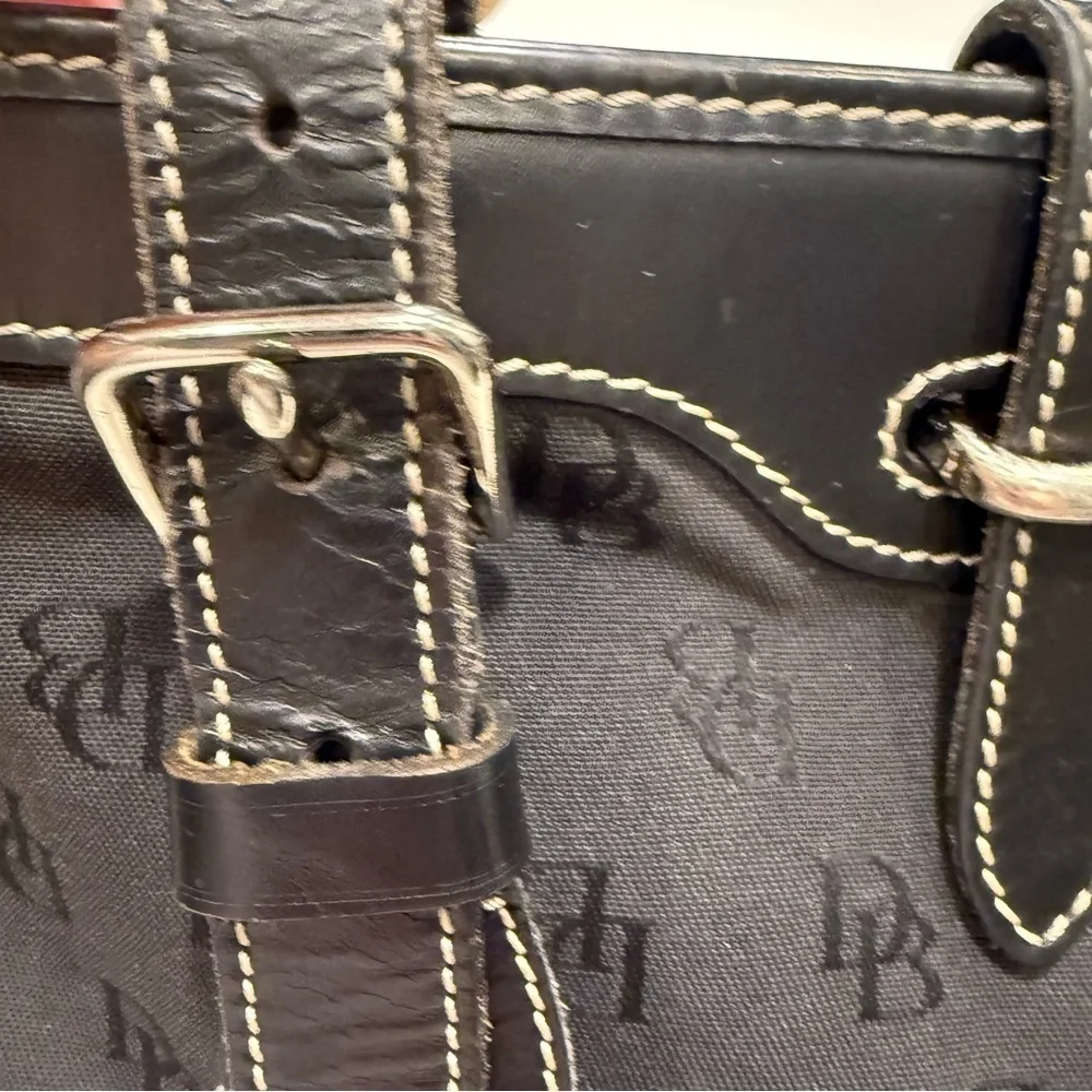Dooney & Bourke Vintage Cabriolet Bucket Bag Black Canvas & Leather EUC